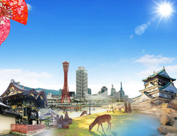 暑假风情日本旅游宣传单背景高清图片