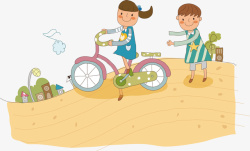 自行车儿童土地促销海报矢量图素材
