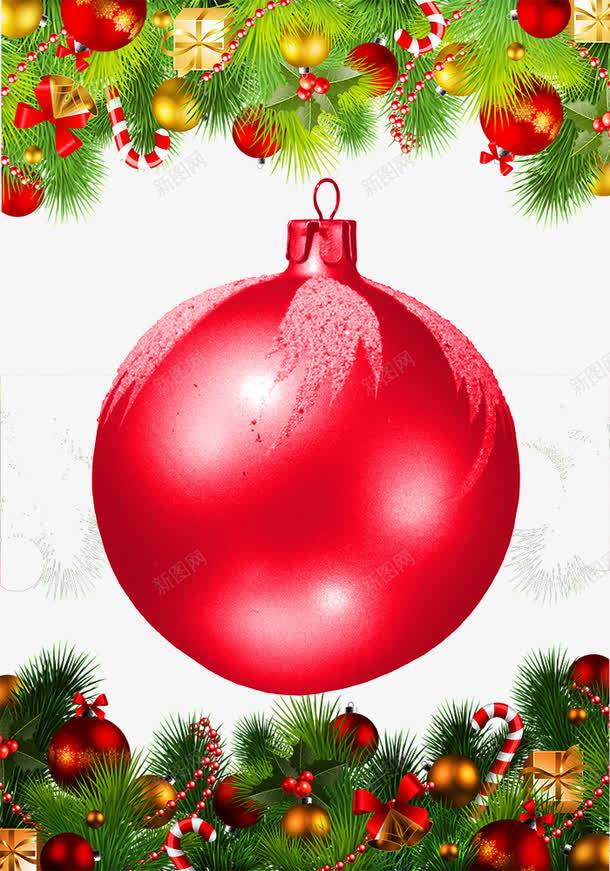红色圣诞礼物球png免抠素材_新图网 https://ixintu.com 圣诞礼物球 圣诞节素材 红色 红色蝴蝶结 绿色松针