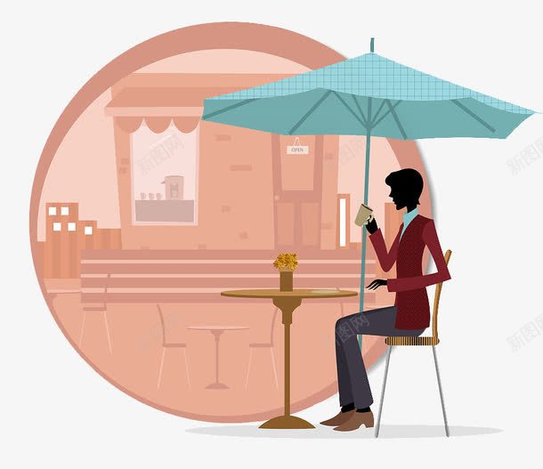图标露天咖啡厅png_新图网 https://ixintu.com 咖啡厅 咖啡馆 室外 室外咖啡 矢量图标 遮阳伞 露天 露天咖啡厅