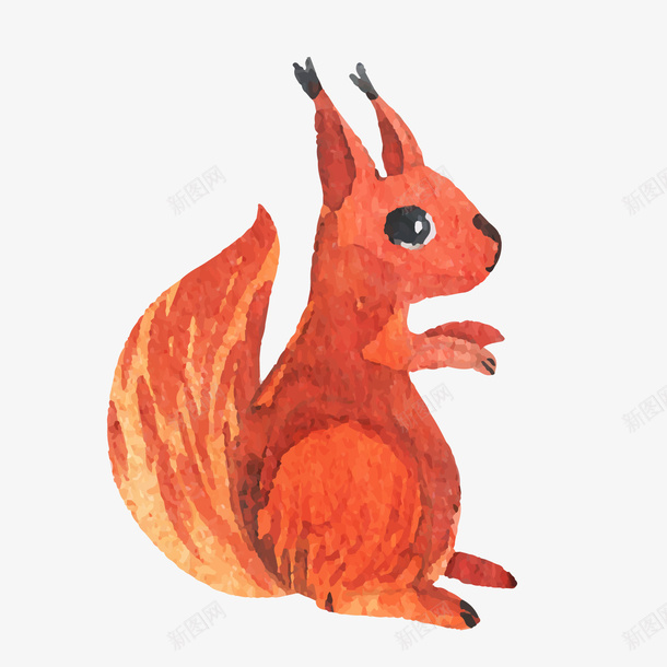 水彩绘红色松鼠png免抠素材_新图网 https://ixintu.com 卡通动物 水彩绘 红色松鼠 背景装饰