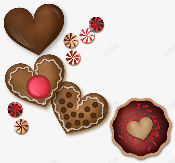 巧克力图案矢量图ai免抠素材_新图网 https://ixintu.com 巧克力 爱心 饼干 矢量图
