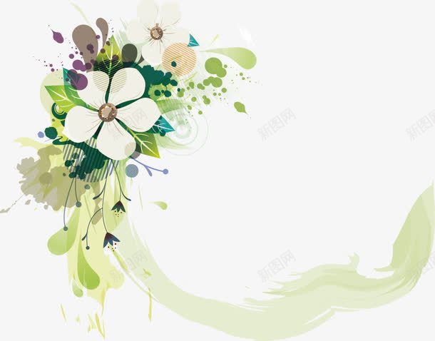 花卉图形矢量图ai免抠素材_新图网 https://ixintu.com 水墨花 花卉元素 装饰花卉图案 矢量图