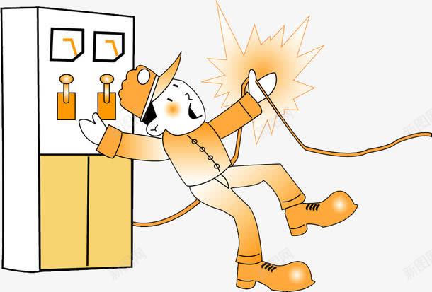卡通触电的人png免抠素材_新图网 https://ixintu.com 危险 电危险 触电 触电的人