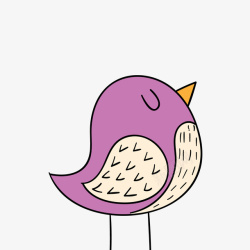 卡通紫色小鸟素材