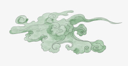 绿色的祥云中式祥云绿色手绘插画高清图片