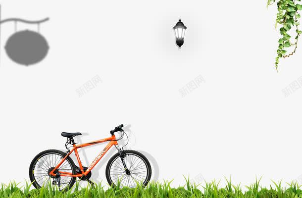 绿地上的自行车png免抠素材_新图网 https://ixintu.com 实物 灯笼 照明 自行车 草地