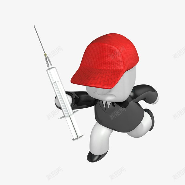 拿着针头的小白人png免抠素材_新图网 https://ixintu.com png png图片 卡通 小白人 帽子 拿 红色 针头