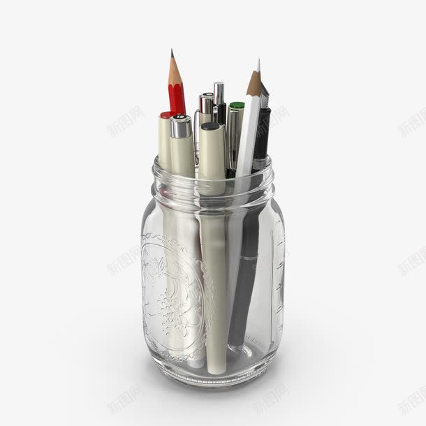 艺术家杯png免抠素材_新图网 https://ixintu.com 储物罐 彩色铅笔 没有盖子的玻璃罐 玻璃瓶子 玻璃罐 笔筒 铅笔