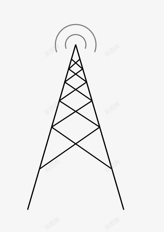 黑色的手绘简单信号塔png免抠素材_新图网 https://ixintu.com 信号 信号塔 简单 黑色