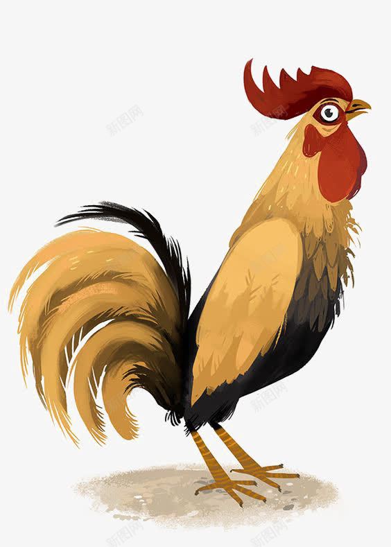 公鸡png免抠素材_新图网 https://ixintu.com 动物 卡通 手绘 红色鸡冠 高傲的大公鸡