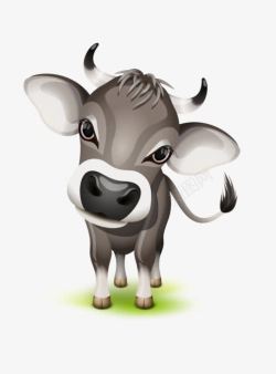 卡通彩色小牛犊可爱小牛素材