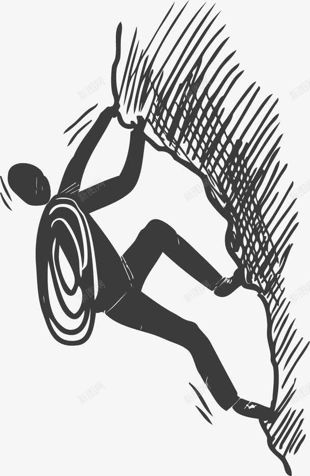 手绘爬山的人png免抠素材_新图网 https://ixintu.com 人物轮廓 手绘画 爬山的人 矢量装饰 装饰