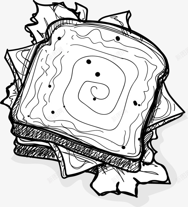 手绘黑色面包png免抠素材_新图网 https://ixintu.com 创意 小清新面包 手绘面包 素描面包 线条 黑色面包