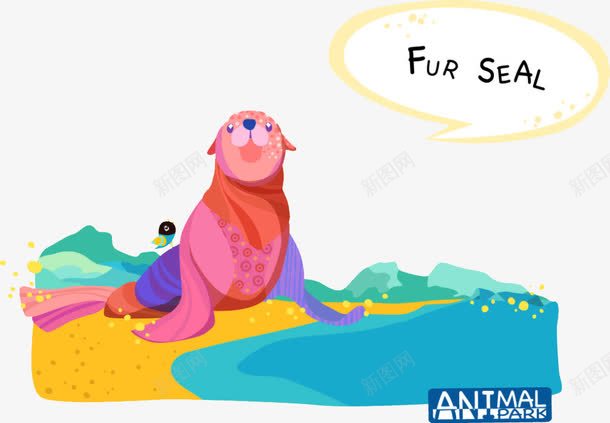 河边的海豹png免抠素材_新图网 https://ixintu.com 动物 卡通 微笑 海报