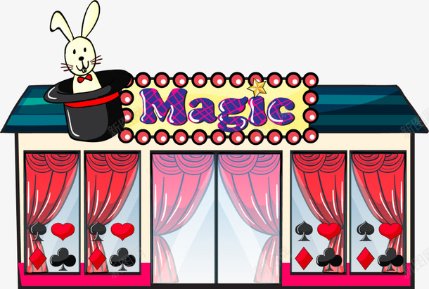 卡通魔术用品商店png免抠素材_新图网 https://ixintu.com magic 兔子 卡通商店 小店 魔术用品商店 魔术道具