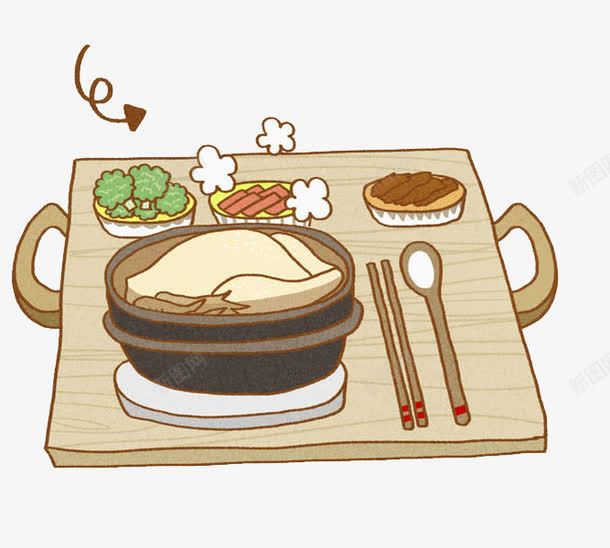 手绘米饭和小菜图png免抠素材_新图网 https://ixintu.com 卡通 小菜 托盘 插图 米饭 美味的 美食 装饰