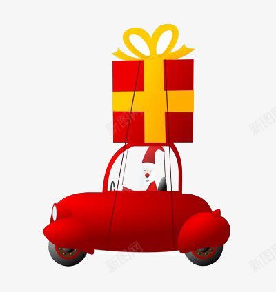 开车送礼物的圣诞老人png免抠素材_新图网 https://ixintu.com 红色 认真 负责
