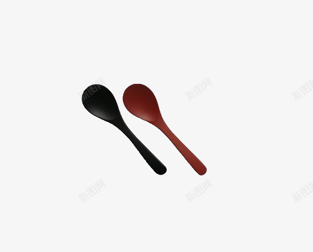 两只木勺子psd免抠素材_新图网 https://ixintu.com 木勺子 红色 黑色