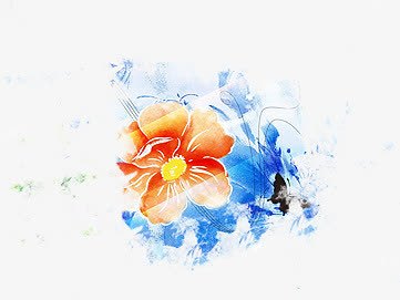 手绘蓝色树叶红色花朵png免抠素材_新图网 https://ixintu.com 树叶 红色 花朵 蓝色
