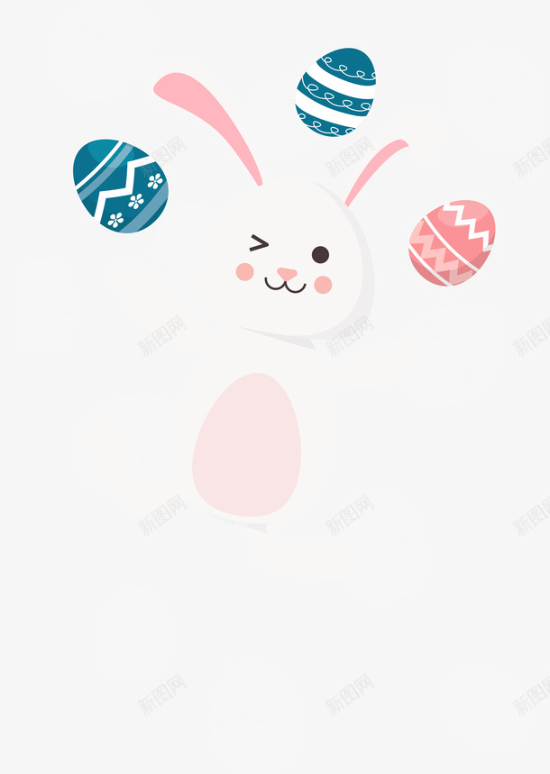 复活节拿着彩蛋的兔子png免抠素材_新图网 https://ixintu.com 各式彩蛋 复活节 害羞 开心 拿着彩蛋的兔子 白色兔子