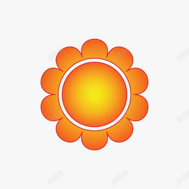 花朵型太阳png免抠素材_新图网 https://ixintu.com 太阳 手绘 花朵型 黄色