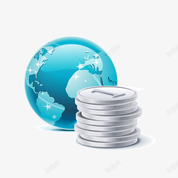 蓝白的金币地球png免抠素材_新图网 https://ixintu.com 图片 地球 蓝白的 蓝白的金币地球图片 金币