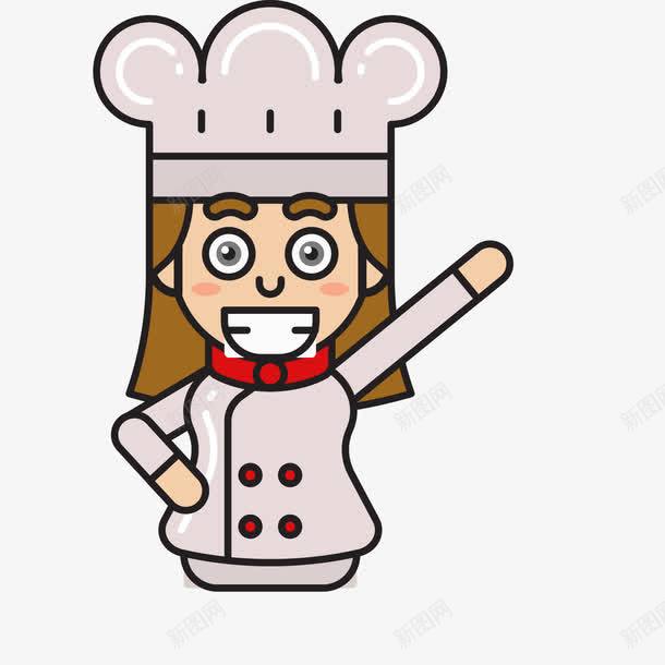 创意女厨师表情png免抠素材_新图网 https://ixintu.com 人物设计 卡通 厨娘 天猫吃货节 女厨师 扁平化