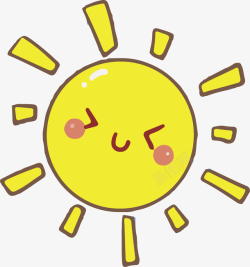 手绘黄色太阳图标矢量可爱的挤眼卡通太阳高清图片