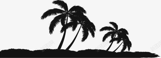 黑色植物风景手绘椰子树png免抠素材_新图网 https://ixintu.com 植物 椰子树 风景 黑色