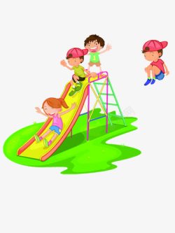 绿色滑滑梯小孩滑滑梯高清图片