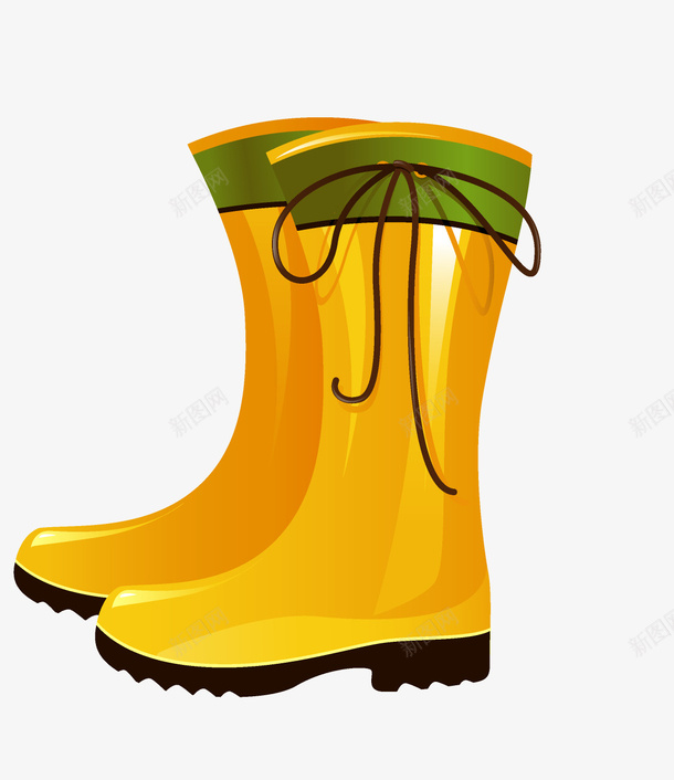 一双黄色的靴子png免抠素材_新图网 https://ixintu.com 卡通手绘 园艺鞋子 装饰图 雨鞋 靴子 黄色鞋子