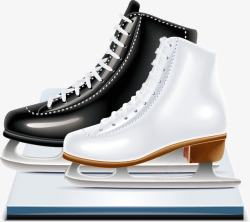 熘冰场贵宾卡黑白色溜冰鞋手绘元素高清图片
