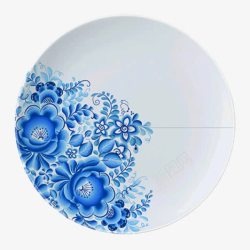 古典蓝色花朵碟子素材