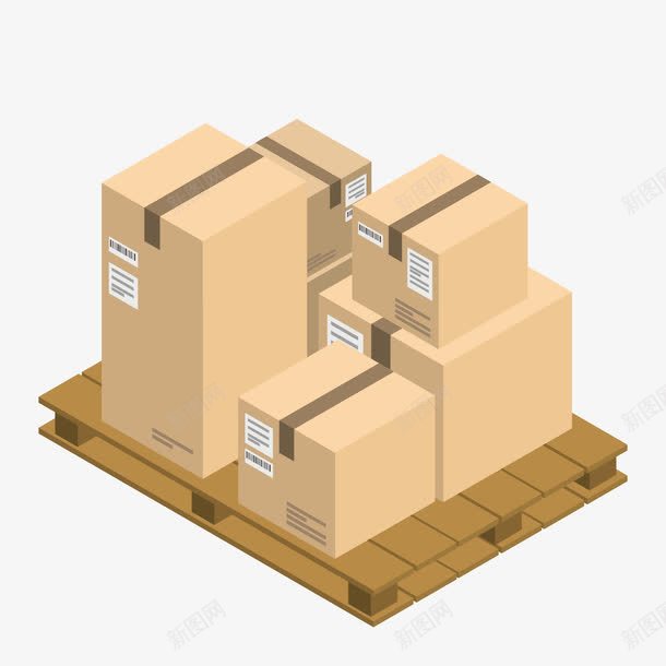 货物集装箱矢量图eps免抠素材_新图网 https://ixintu.com 货物 集装箱 黄色纸箱 矢量图