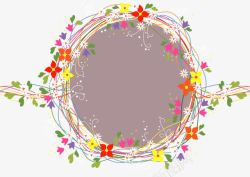 彩色花朵圆形边框矢量图素材