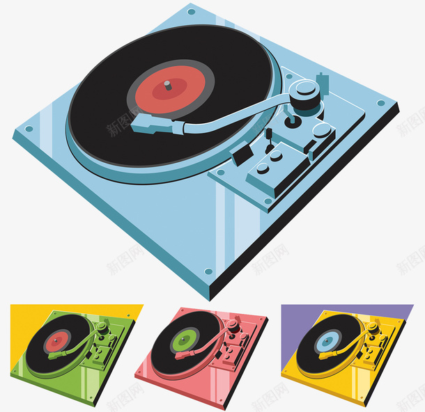 唱片播放器png免抠素材_新图网 https://ixintu.com 插画 播放器 旧式光碟 音乐 黑胶碟