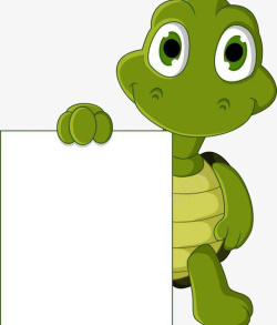 笔直站着手拿白板的小乌龟高清图片