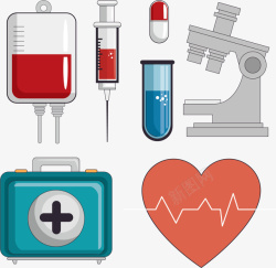 医用血袋和爱心矢量图素材