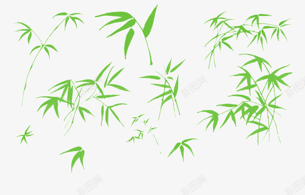 竹叶png免抠素材_新图网 https://ixintu.com 漂浮的元素 竹叶 绿色
