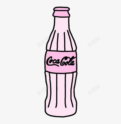 粉色瓶装可乐png免抠素材_新图网 https://ixintu.com 卡通 可乐 手绘 艺术字 英文