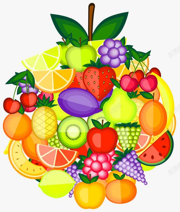 多彩清新水果装饰图案png免抠素材_新图网 https://ixintu.com 免抠PNG 多彩 水果 清新 装饰图案