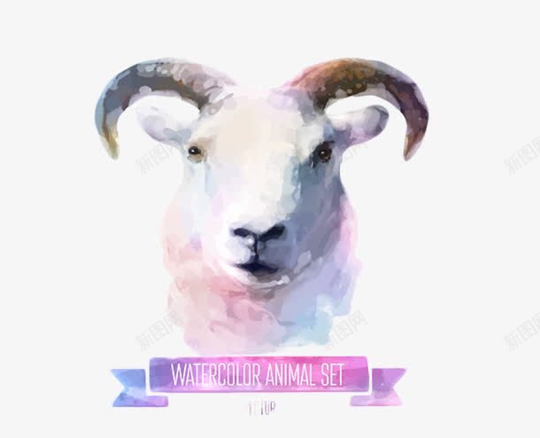 卡通手绘片png免抠素材_新图网 https://ixintu.com 羊头图片 羊角图片 背景图片羊 装饰图片羊