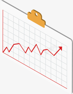 黄色坐标白板上的趋势图矢量图高清图片
