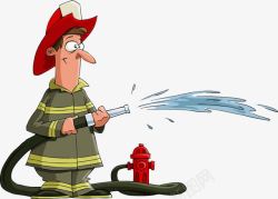卡通喷水的消防员素材