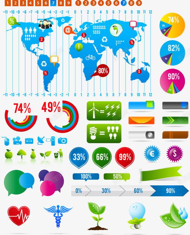 地图png免抠素材_新图网 https://ixintu.com PPT素材 免费矢量下载 地图 插画 饼状图