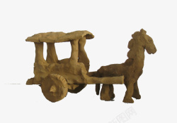 中国马形象雕塑泥塑马车高清图片