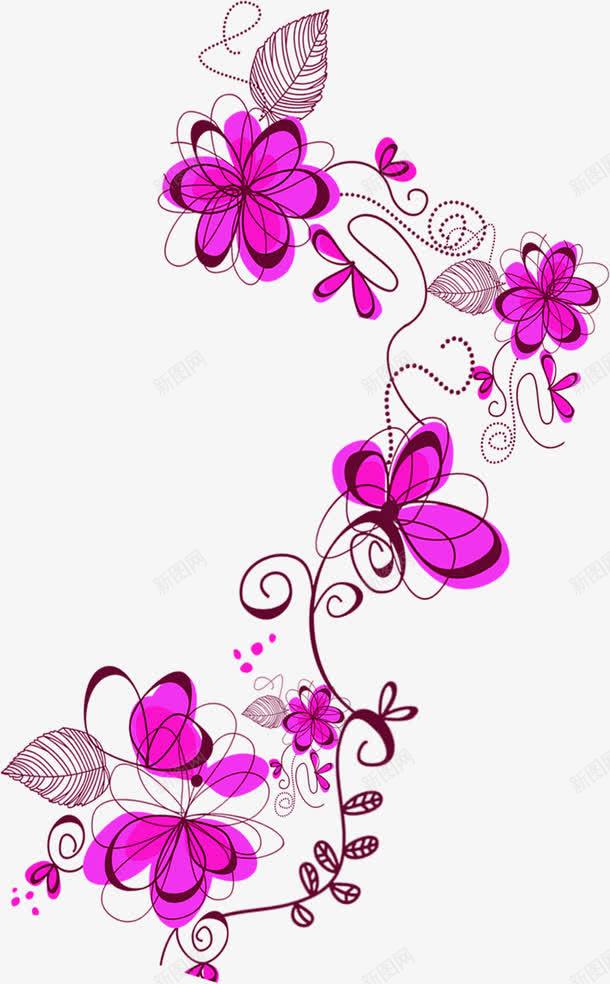 紫色唯美手绘花朵花纹png免抠素材_新图网 https://ixintu.com 紫色 花朵 花纹 设计