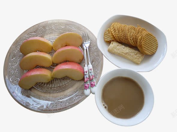 滋味下午茶png免抠素材_新图网 https://ixintu.com 热巧克力 苹果 薯片 饼干