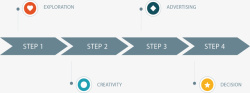 灰色向右四个步骤图矢量图素材